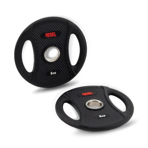 Диск олимпийский обрезиненный с двумя хватами 5 кг REBEL