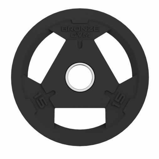 Диск олимпийский BRONZE GYM обрезиненный 15 кг с тремя хватами