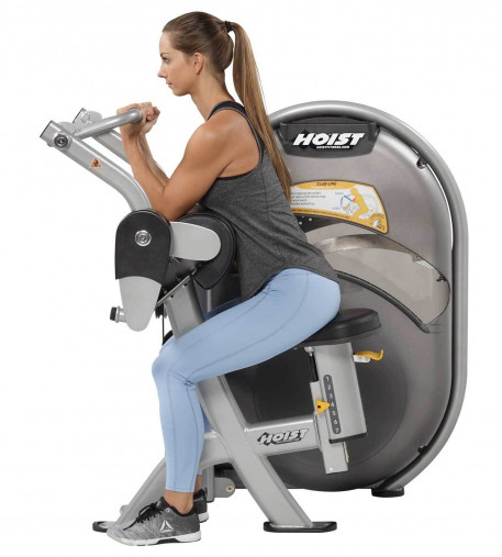 Силовой тренажер Бицепс сидя HOIST CL-3102 (матовый черный/черный) грузоблочный со встроенным стеком 91 кг