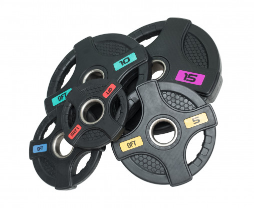 Диск олимпийский обрезиненный черный с двумя хватами 15 кг Original Fit.Tools ф50 мм