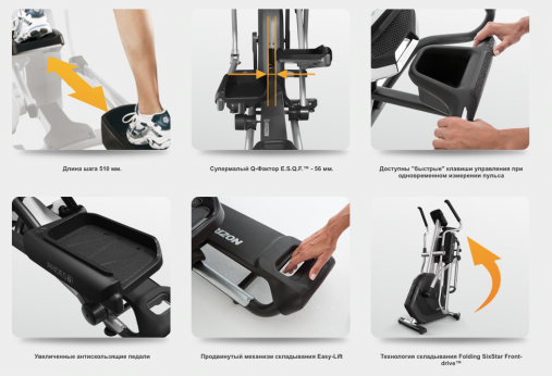 Премиальный эллиптический эргометр Horizon Andes 7.1 с системой компактного складывания