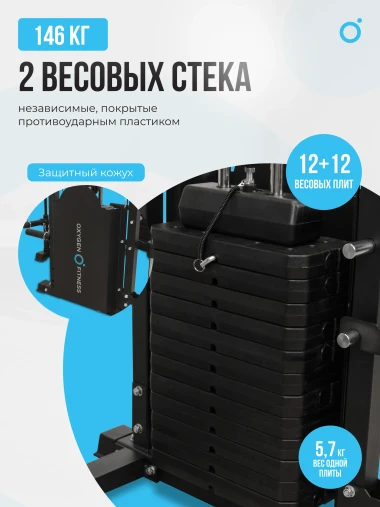 Многофункциональный силовой комплекс со встроенными весовыми стеками OXYGEN FITNESS LORRY на базе машины Смита Многофункциональный силовой комплекс со встроенными весовыми стеками OXYGEN FITNESS LORRY на базе машины Смита